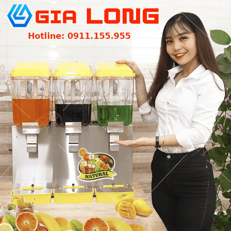 Máy làm mát nước trái cây 3 ngăn dạng xoay