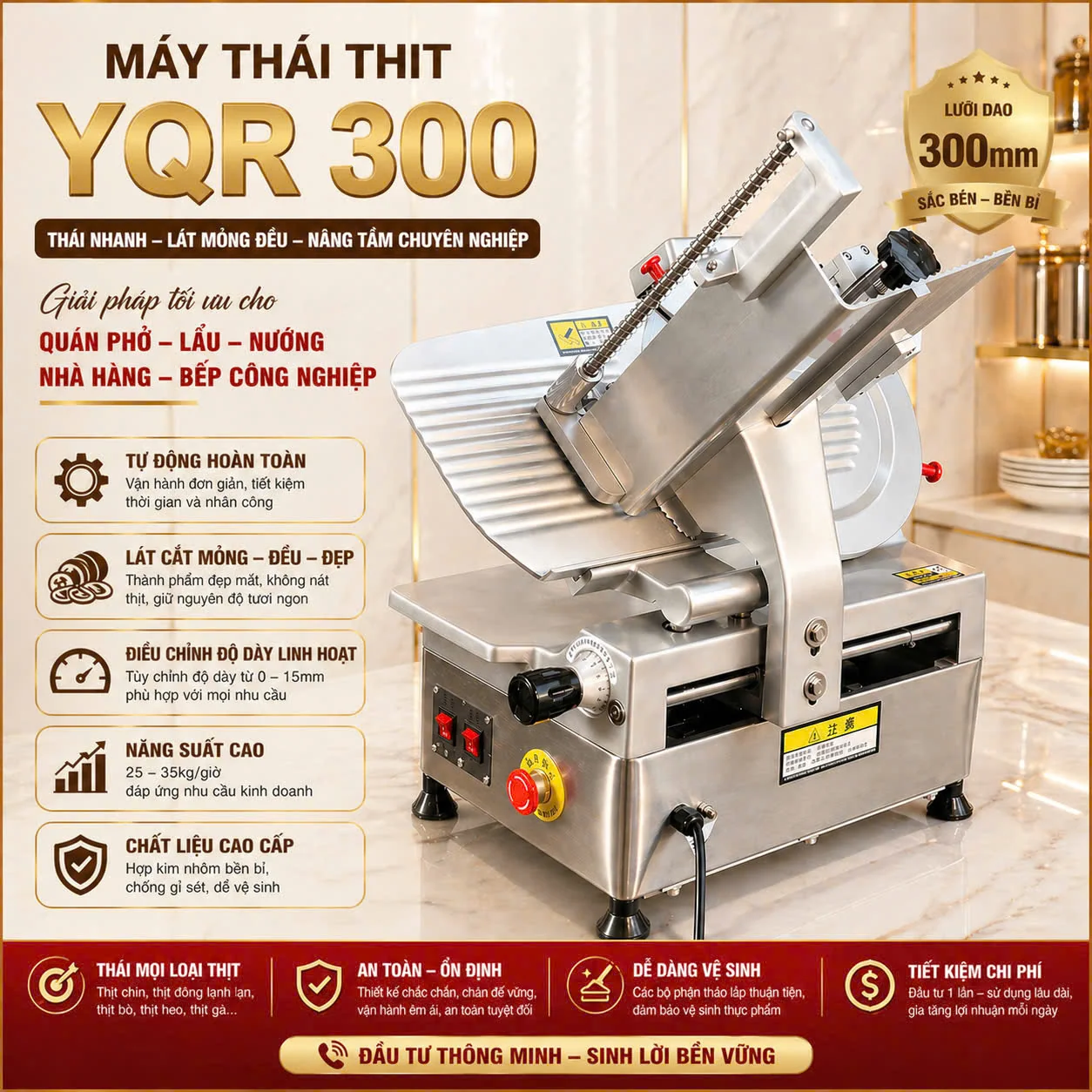 Máy Thái Thịt Tự Động YQR-300