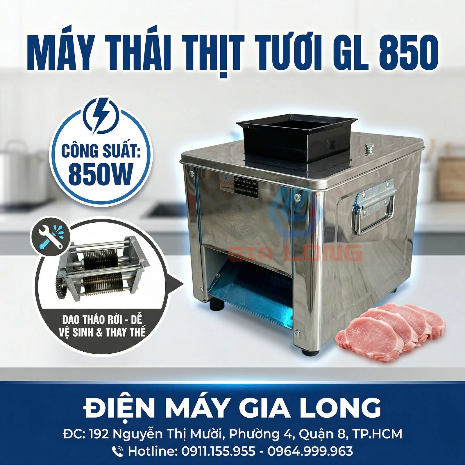 Máy thái thịt GL850 (Thay được dao)