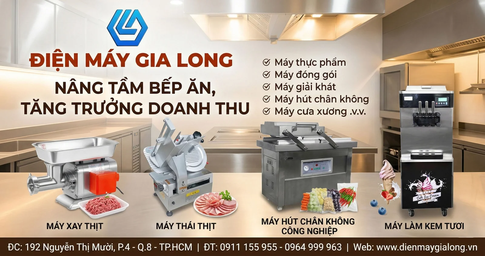 Điện Máy Gia Long cung cấp máy thực phẩm và thiết bị bếp công nghiệp