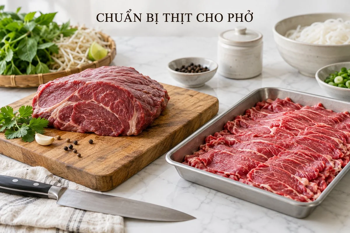 Thịt bò không xương và khay lát thái