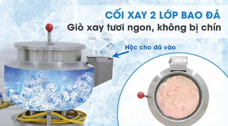 Máy xay giò chả 10kg coi xay bao da 2 lop may xay gio cha cong nghiep