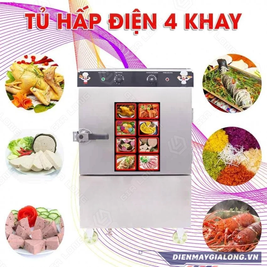 Tủ nấu cơm- Máy hấp giò chả 4 khay